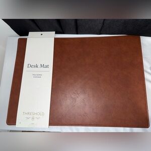 Threshold Faux Leather Desk Mat Brown -Desk Pad Protector 18”x26” -Cork Back NWT